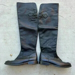 Frye over the knee black leather riding boots 6